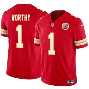 Mens Youths Womens 1 Xavier Worthy Red Vapor Stitched Jersey